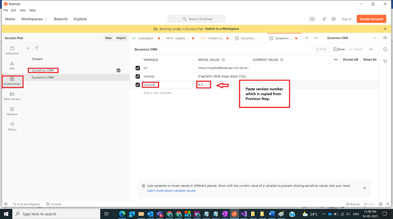 Connect Dynamics CRM with Postman Tool Environment